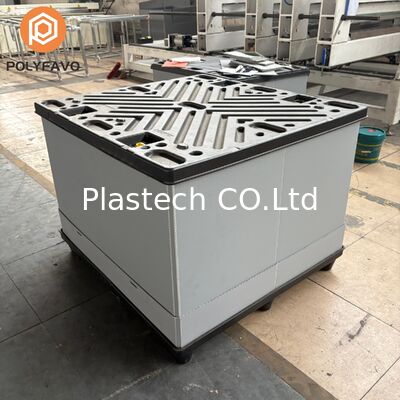 Hộp pallet gấp có logo màu tùy chỉnh, Độ dày bảng điều khiển 10mm 12mm, Hộp lớn gấp xếp chồng với nắp và cơ sở