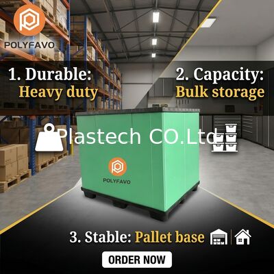 Chiếc hộp nhọn có thể gập lại Độ dày tường 10mm 12mm Tùy chọn, Phòng cửa sổ được cắt tùy chỉnh, Khối pallet có thể quay lại có thể xếp chồng