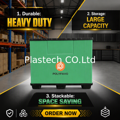 Hộp pallet gấp tùy chỉnh Độ dày tường in màu, 300kg Động lực 500kg Trọng lượng tĩnh 10mm Bức tường, hộp bán lẻ có thể trả lại